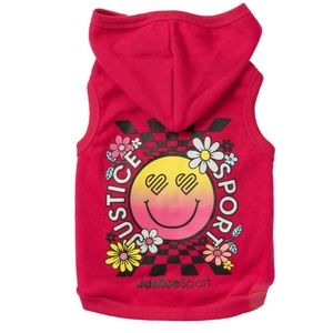 Justice pet polyester printed fleece dog hoodie pink small